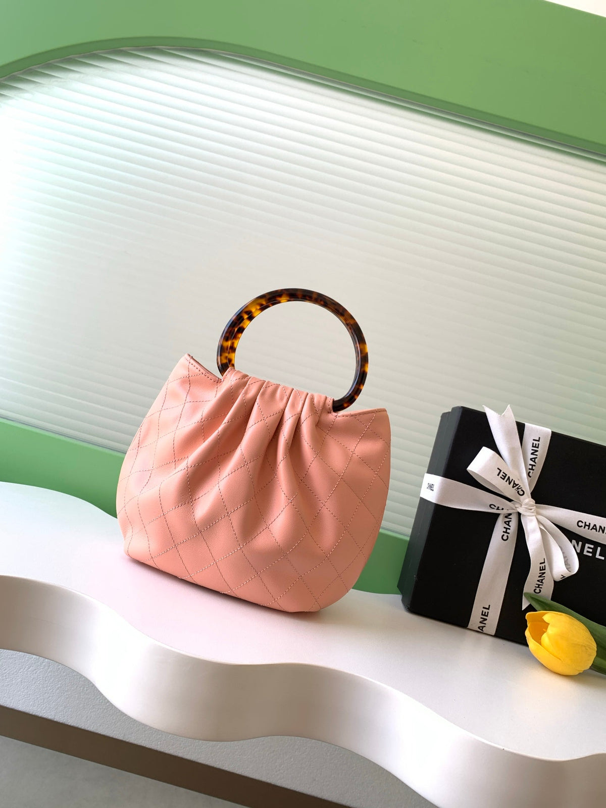 CC 26C Lambskin Handbag with Tortoiseshell Handles