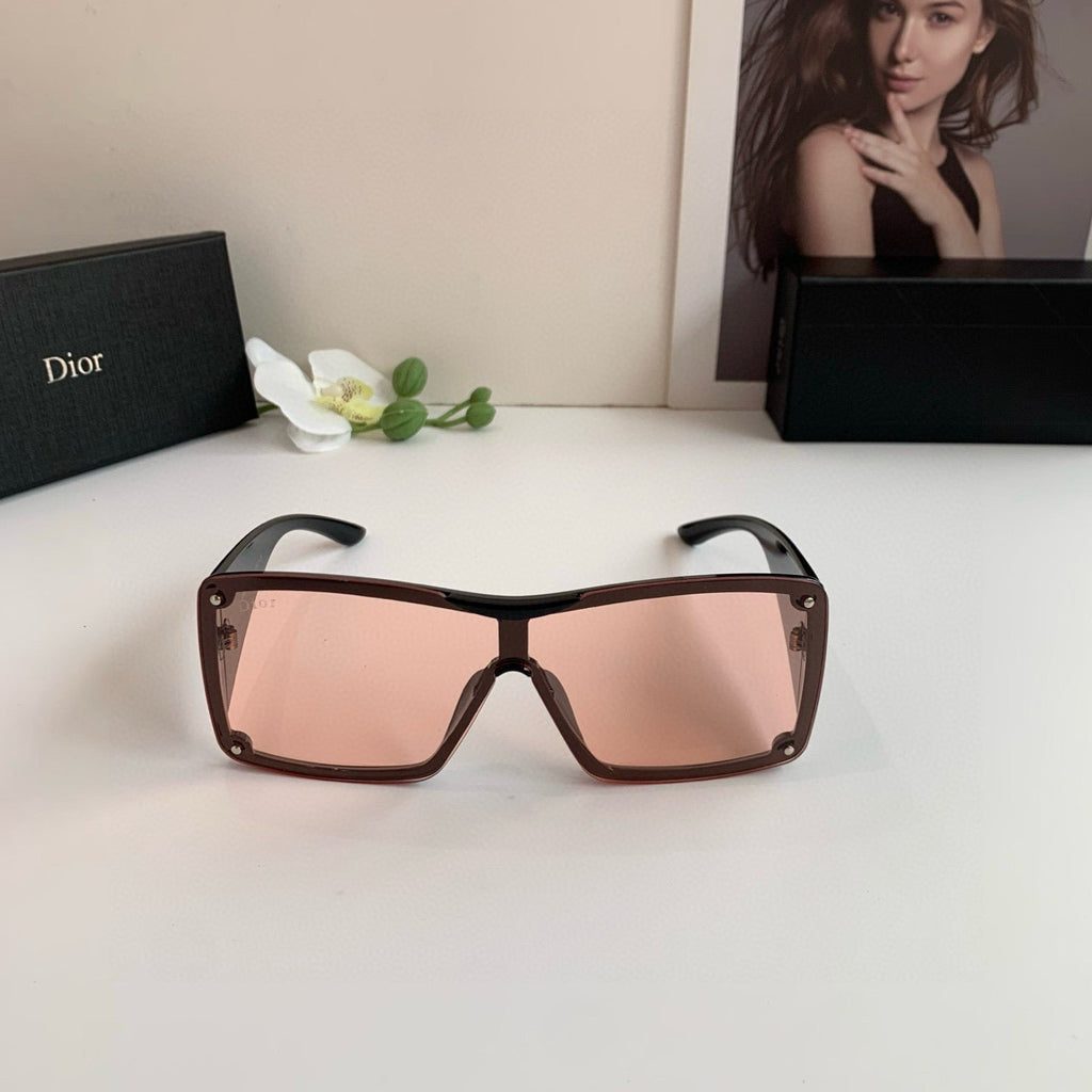 Oversized Pink Lens Shield Sunglasses