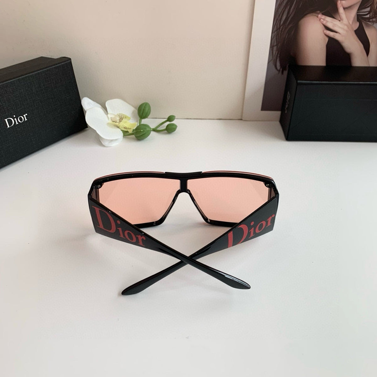 Oversized Pink Lens Shield Sunglasses
